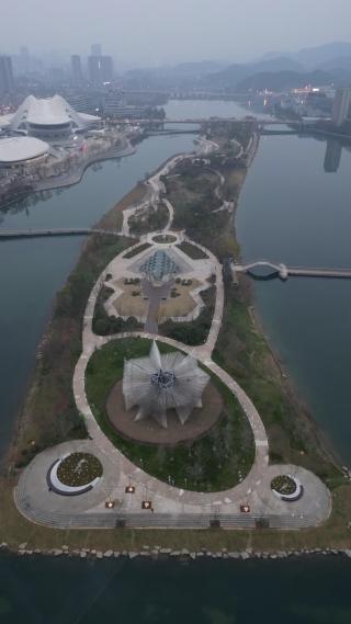 湖南长沙梅溪湖节庆岛航拍