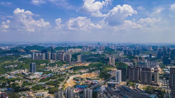贵州贵阳城市风光航拍移动延时