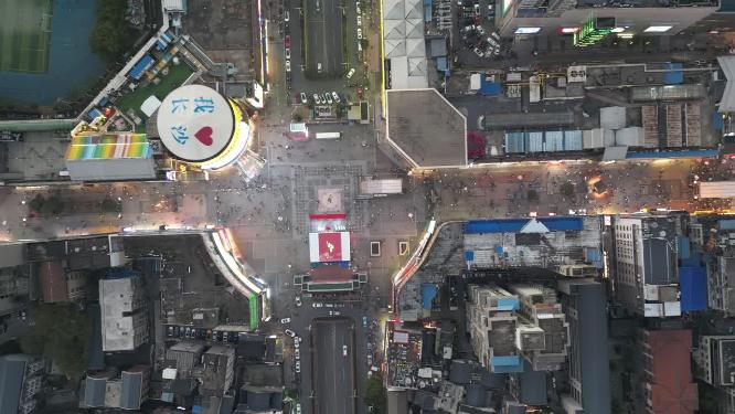 城市夜景车流人流航拍