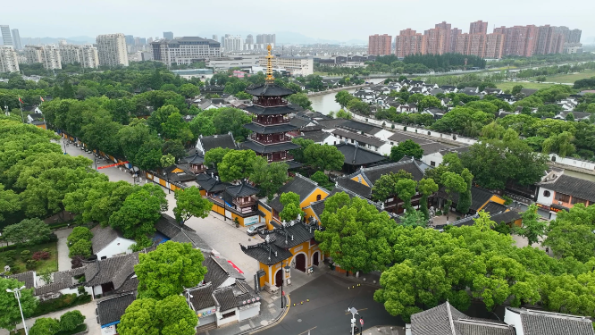 航拍寒山寺
