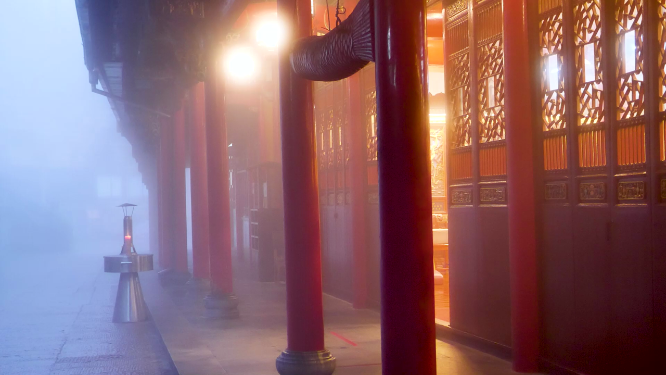 安徽九华山祗园禅寺清晨舞景
