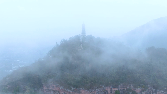 天台山赤城山航拍视频素材