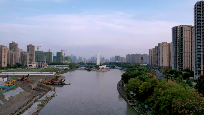 杭州京杭大运河4K航拍视频