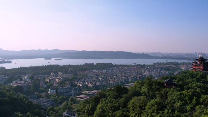 杭州吴山城隍阁景区4K航拍视频素材