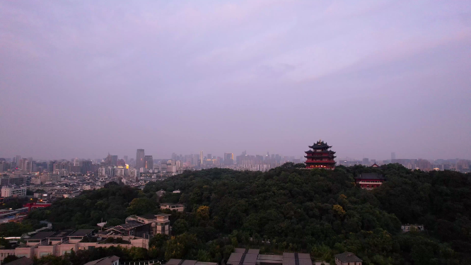 杭州吴山城隍阁景区4K航拍视频素材