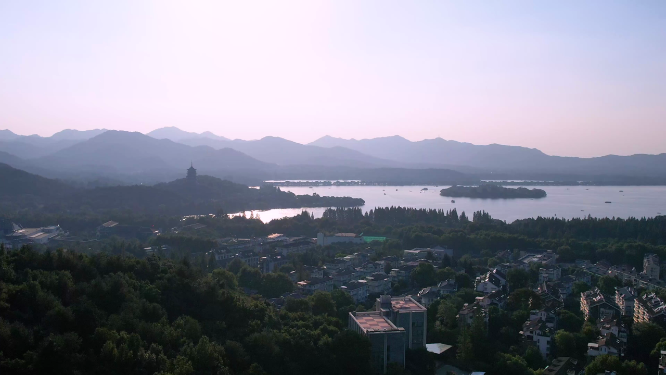 杭州吴山城隍阁景区4K航拍视频素材