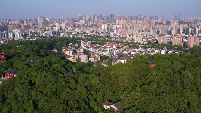 杭州吴山城隍阁景区4K航拍视频素材