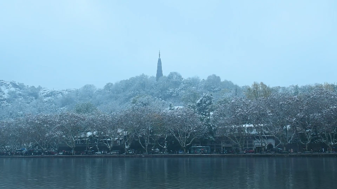 杭州西湖冬天雪景视频素材
