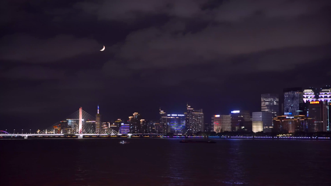 杭州钱塘江钱江三桥夜景4K视频素材