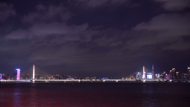 杭州钱塘江钱江三桥夜景4K视频素材