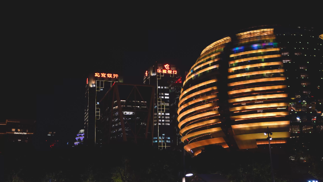 杭州钱江新城城市阳台夜景4K视频素材