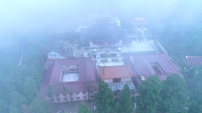 浙江天台山华顶寺雾景4K航拍视频