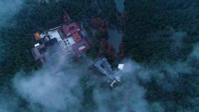 浙江天台山华顶寺雾景4K航拍视频
