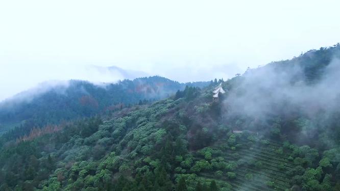 浙江天台山华顶寺雾景4K航拍视频