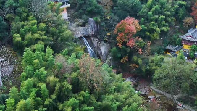 浙江天台山石梁飞瀑4K航拍视频素材