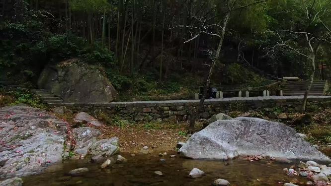 浙江天台山石梁飞瀑4K航拍视频素材