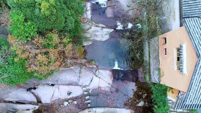 浙江天台山石梁飞瀑4K航拍视频素材