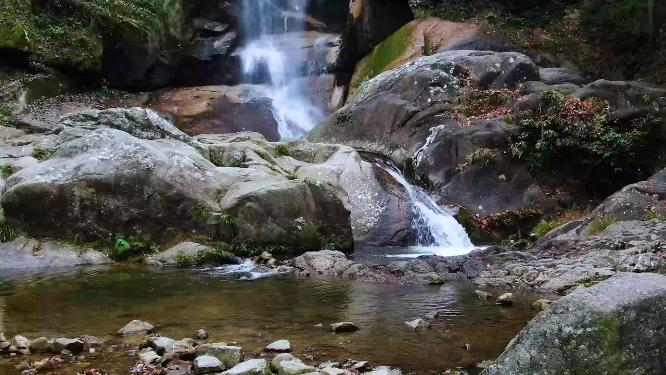 浙江天台山石梁飞瀑4K航拍视频素材
