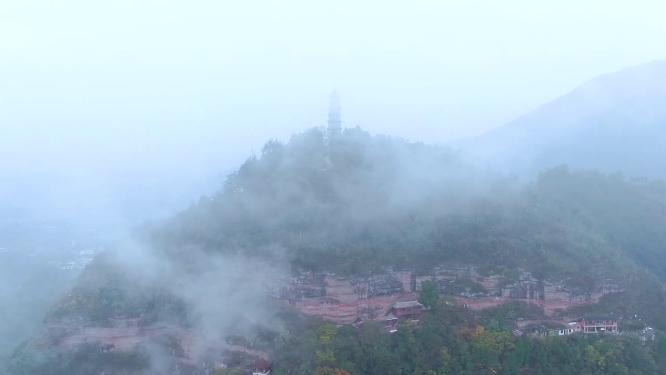 浙江天台山赤城山4K航拍视频素材