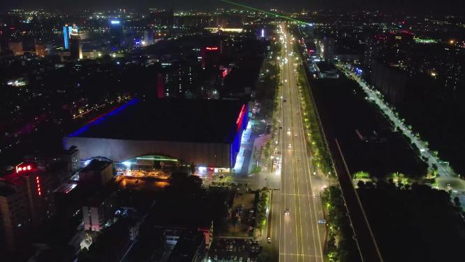 绍兴柯桥古镇景区夜景灯光秀4K航拍视频素材
