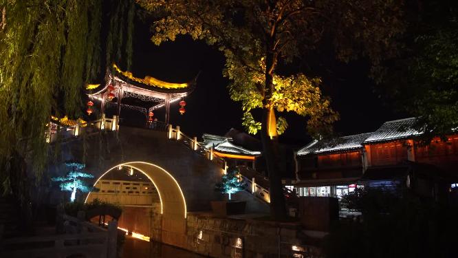 浙江湖州南浔古镇夜景4K实拍视频
