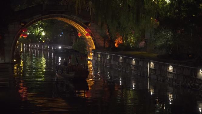 浙江湖州南浔古镇夜景4K实拍视频