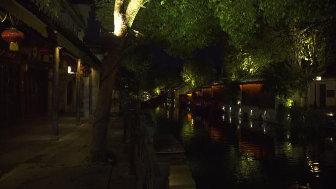 浙江湖州南浔古镇建筑夜景4K实拍视频