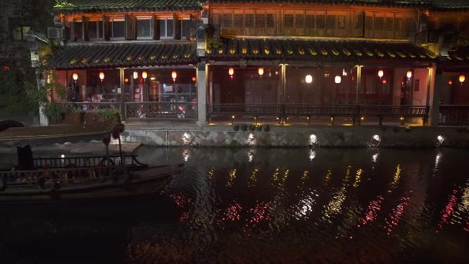 浙江湖州南浔古镇古建筑夜景4K实拍视频