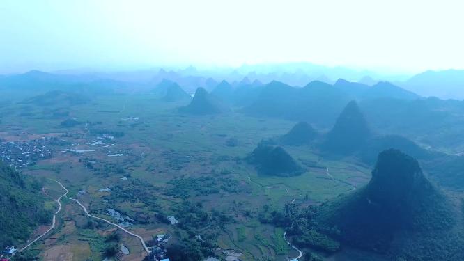 广西柳州柳城县山水美景航拍视频素材