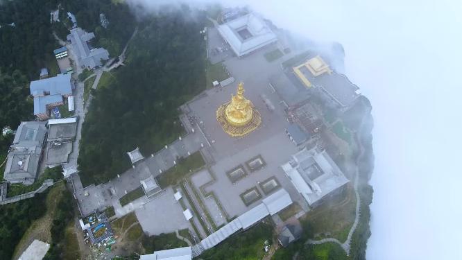 四川峨眉山金顶大佛航拍视频素材