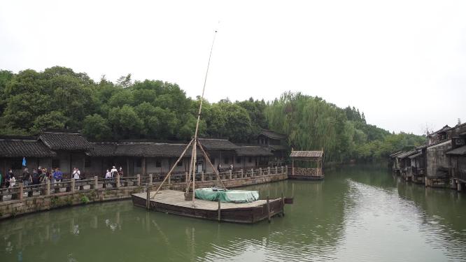 浙江嘉兴乌镇东栅高竿船4K视频素材
