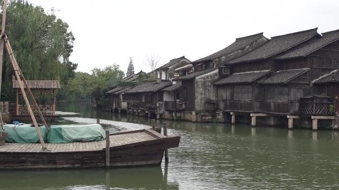 浙江嘉兴乌镇东栅高竿船4K视频素材