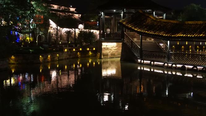 浙江嘉兴乌镇西栅酒吧一条街风景视频