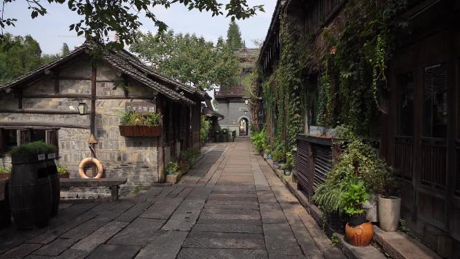 浙江嘉兴乌镇西栅酒吧一条街风景视频