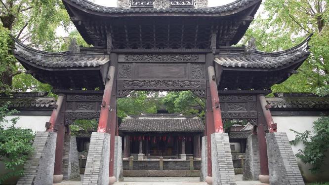 浙江嘉兴乌镇西栅乌将军庙风景视频.