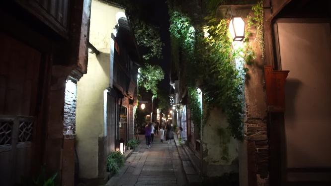 浙江嘉兴乌镇西栅夜景风景视频