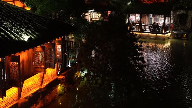 浙江嘉兴乌镇西栅夜景风景视频