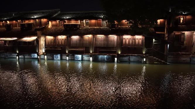 浙江嘉兴乌镇西栅夜景风景视频