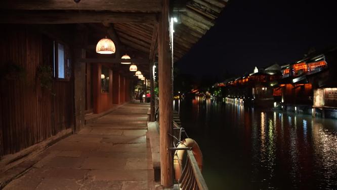 浙江嘉兴乌镇西栅夜景风景视频