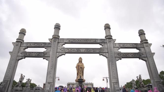 浙江普陀山南海观音景点实拍视频