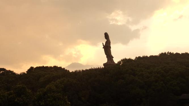 浙江普陀山南海观音景点实拍视频