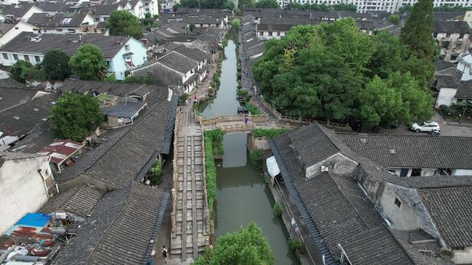 浙江绍兴八字桥古街区航拍视频