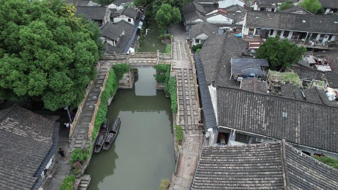 浙江绍兴八字桥古街区航拍视频