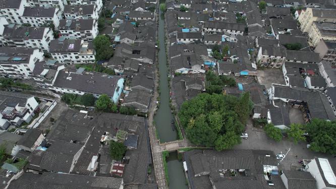 浙江绍兴八字桥古街区航拍视频