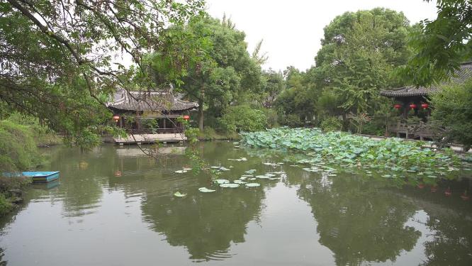 浙江绍兴沈园中式园林实拍视频