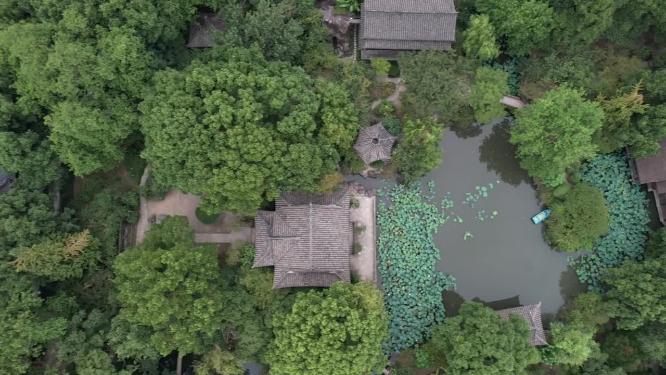浙江绍兴沈园中式园林航拍视频