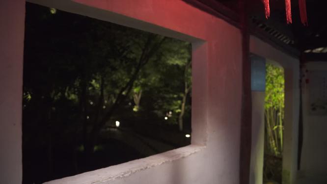 浙江绍兴沈园中式园林夜景实拍视频