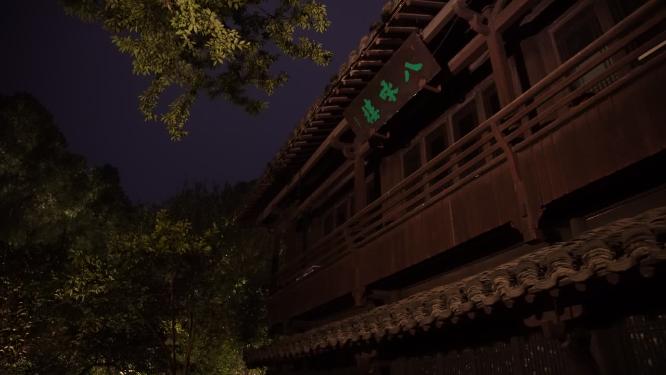 浙江绍兴沈园中式园林夜景实拍视频