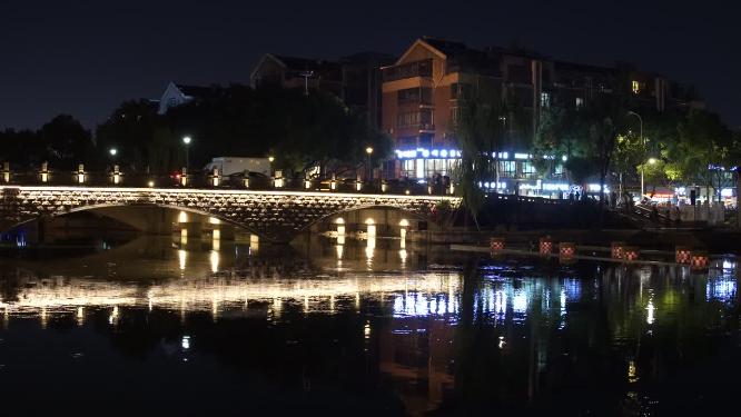 绍兴柯桥古镇景区夜景实拍视频