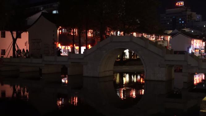 绍兴柯桥古镇景区夜景实拍视频